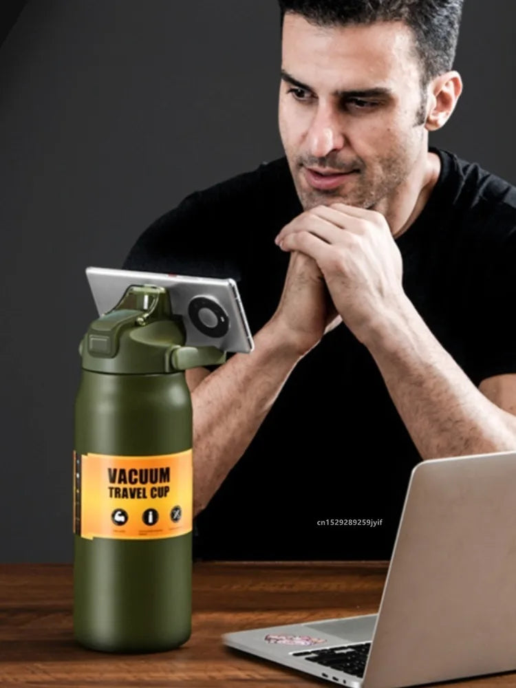 Thermos NOREVI en acier inoxydable avec paille — vue 6