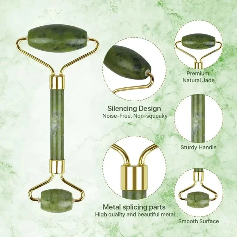 Natural Jade Facial Roller – Cooling Massage Tool for Face & Body | At-Home Spa & Skincare