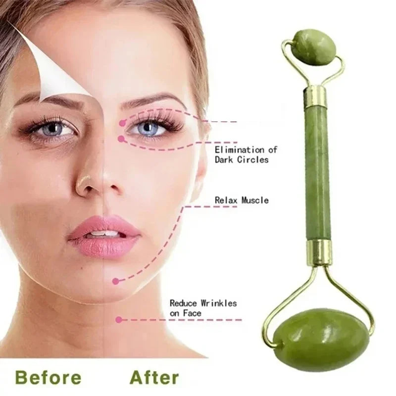 Natural Jade Facial Roller – Cooling Massage Tool for Face & Body | At-Home Spa & Skincare