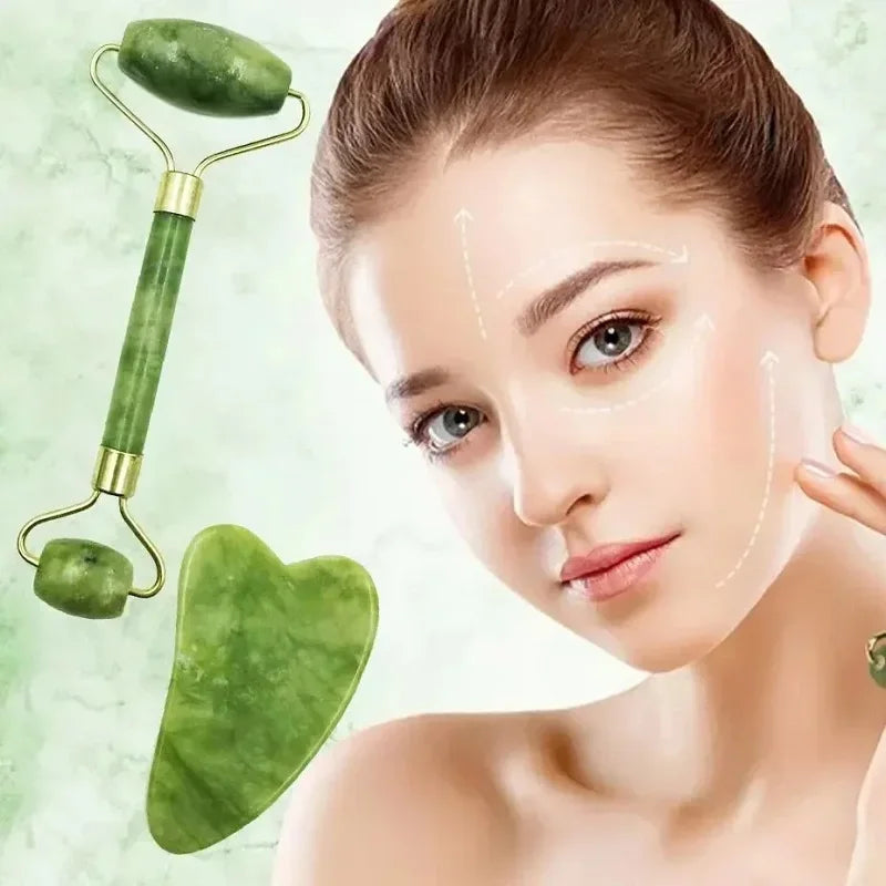Natural Jade Facial Roller – Cooling Massage Tool for Face & Body | At-Home Spa & Skincare